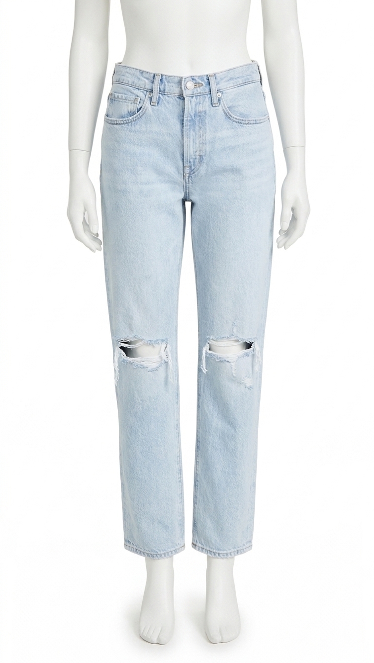 NEW GOOD AMERICAN mid rise straight leg 90's jean in blue